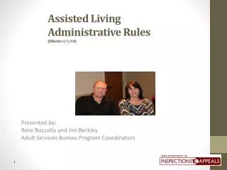Assisted Living Administrative Rules (Effective 1/1/14)