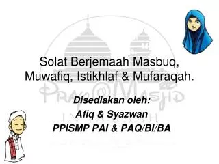 solat berjemaah masbuq muwafiq istikhlaf mufaraqah