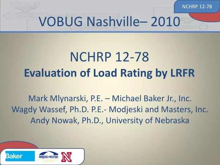 vobug nashville 2010 nchrp 12 78 evaluation of load rating by lrfr