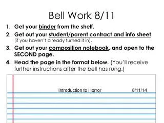 Bell Work 8/11