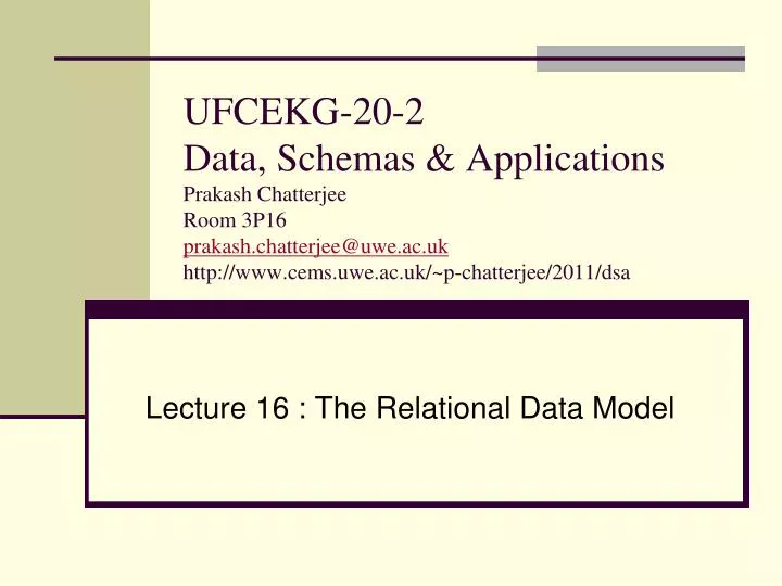 lecture 16 the relational data model