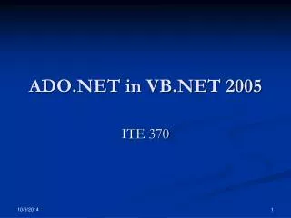 ADO.NET in VB.NET 2005