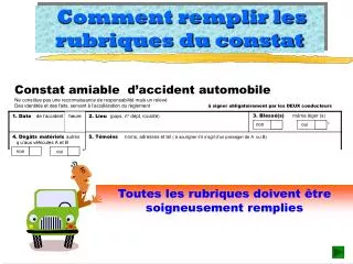 comment remplir les rubriques du constat