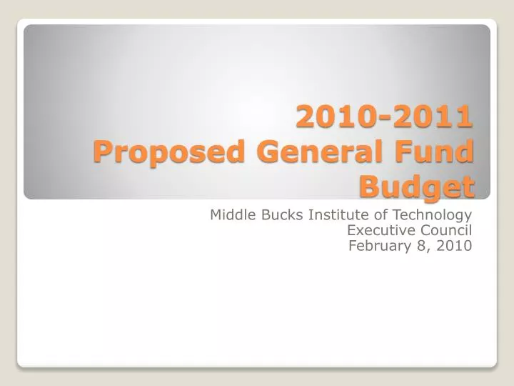 2010 2011 proposed general fund budget