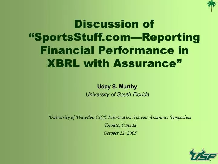 discussion of sportsstuff com reporting financial performance in xbrl with assurance