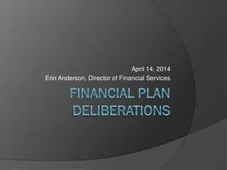 Financial Plan Deliberations