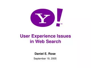 User Experience Issues in Web Search