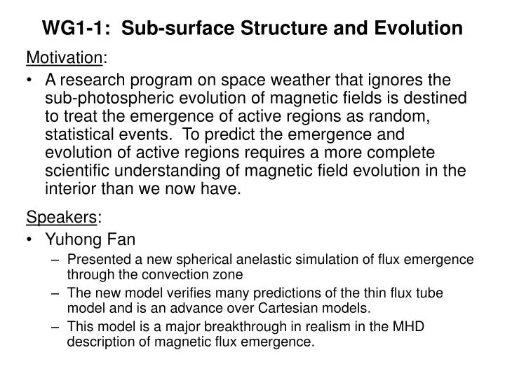 wg1 1 sub surface structure and evolution