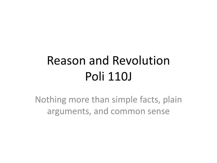 reason and revolution poli 110j