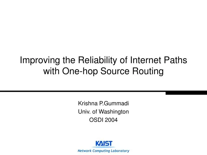 improving the reliability of internet paths with one hop source routing