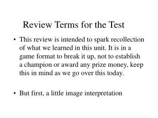 Review Terms for the Test