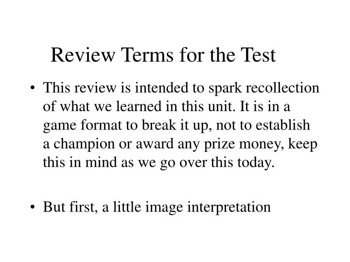 review terms for the test