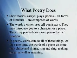 What Poetry Does