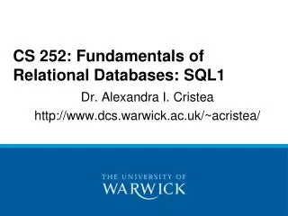 CS 252: Fundamentals of Relational Databases: SQL1