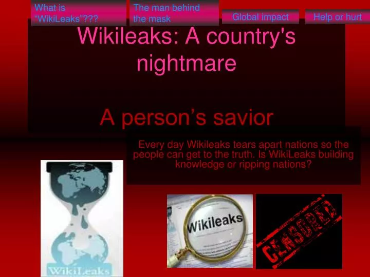 wikileaks a country s nightmare a person s savior
