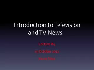 Introduction to Television and TV News