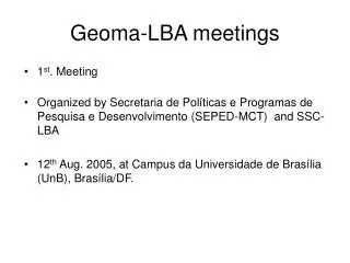 Geoma-LBA meetings