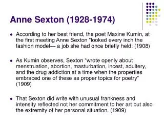 Anne Sexton (1928-1974)