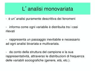 l analisi monovariata
