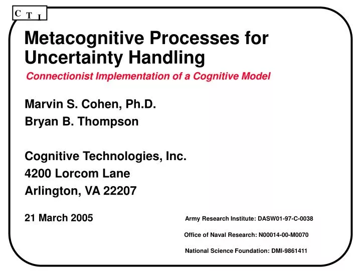 metacognitive processes for uncertainty handling