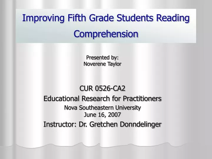 improving fifth grade students reading comprehension