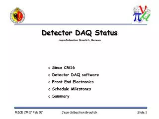 Detector DAQ Status