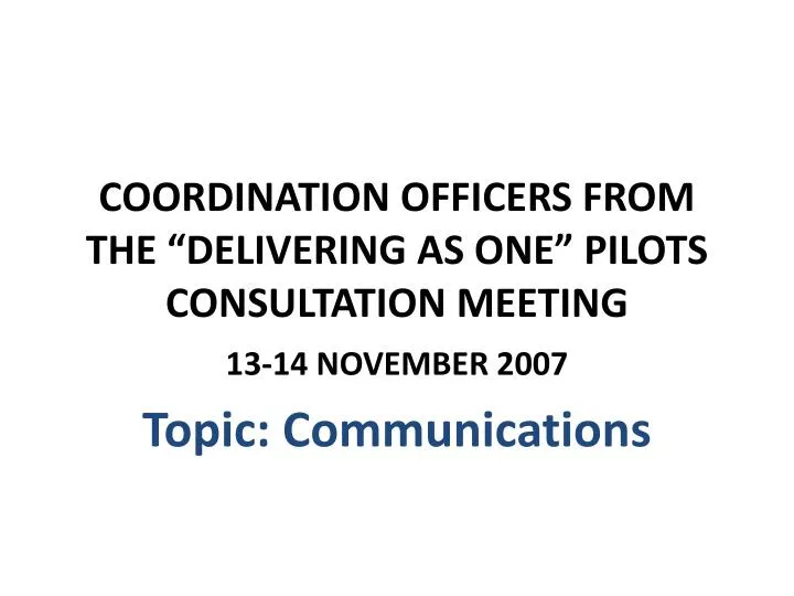 coordination officers from the delivering as one pilots consultation meeting