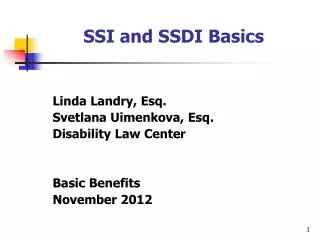 SSI and SSDI Basics