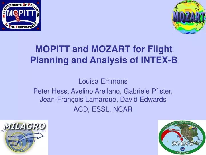 mopitt and mozart for flight planning and analysis of intex b