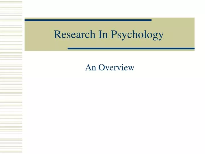 research in psychology