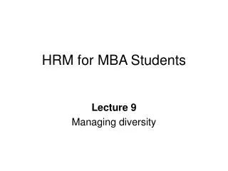 HRM for MBA Students