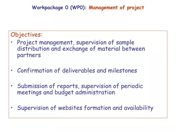 workpackage 0 wp0 management of project