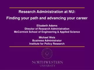 Research Administration at NU: Finding your path and advancing your career