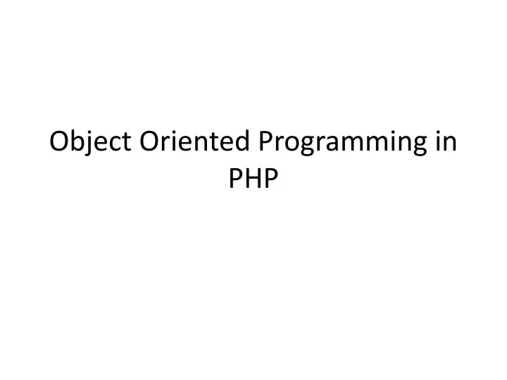 object oriented programming in php