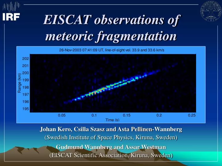 eiscat observations of meteoric fragmentation