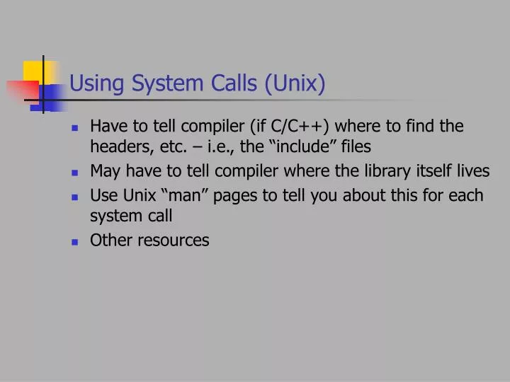 using system calls unix