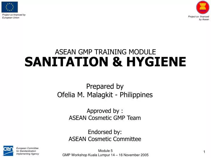 asean gmp training module sanitation hygiene