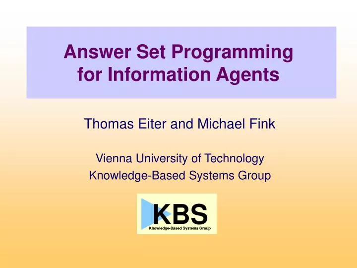 answer set programming for information agents