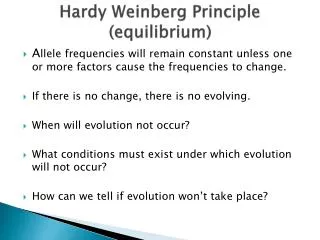 Hardy Weinberg Principle (equilibrium)