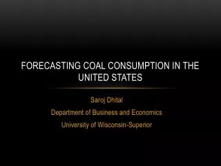 Forecasting Coal Consumption In the United States