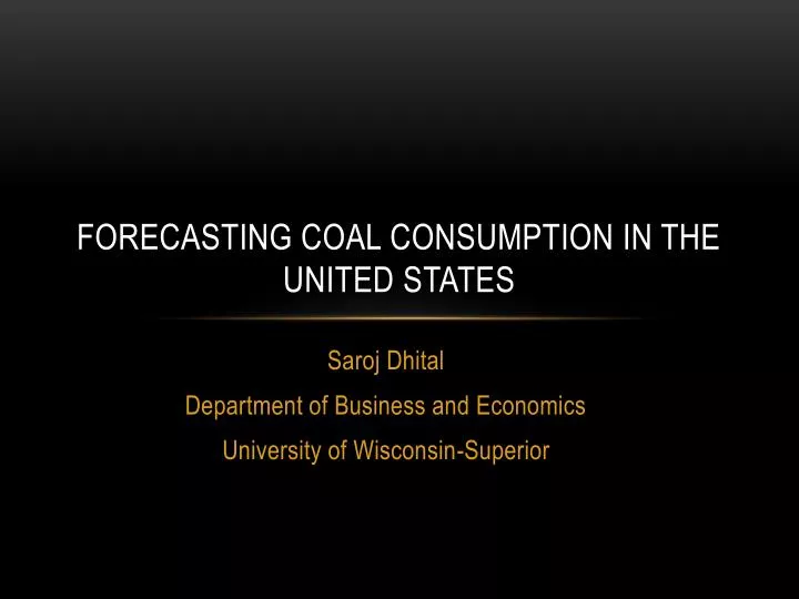 forecasting coal consumption in the united states
