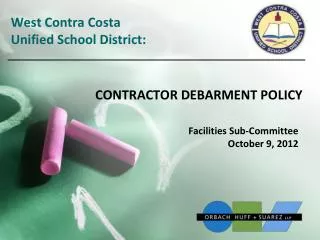 West Contra Costa Unified School District: CONTRACTOR DEBARMENT POLICY