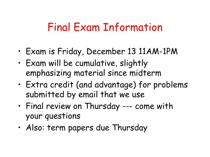 final exam information