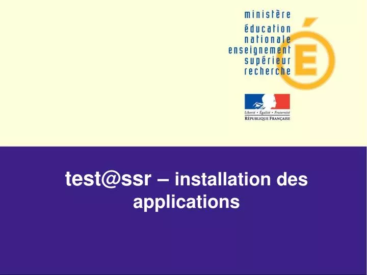 test@ssr installation des applications