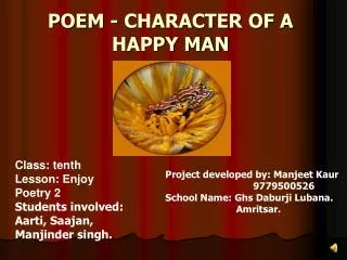 POEM - CHARACTER OF A HAPPY MAN