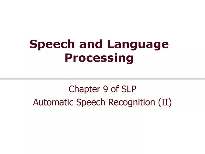 speech and language processing