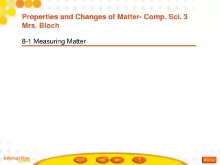 8-1 Measuring Matter