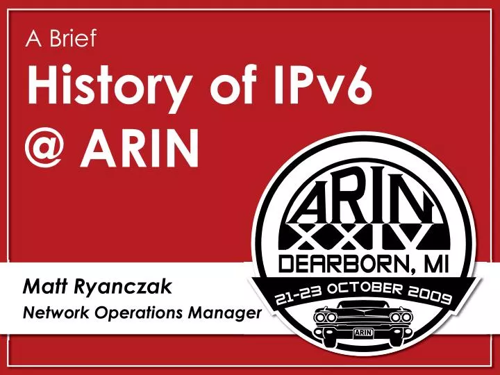 a brief history of ipv6 @ arin