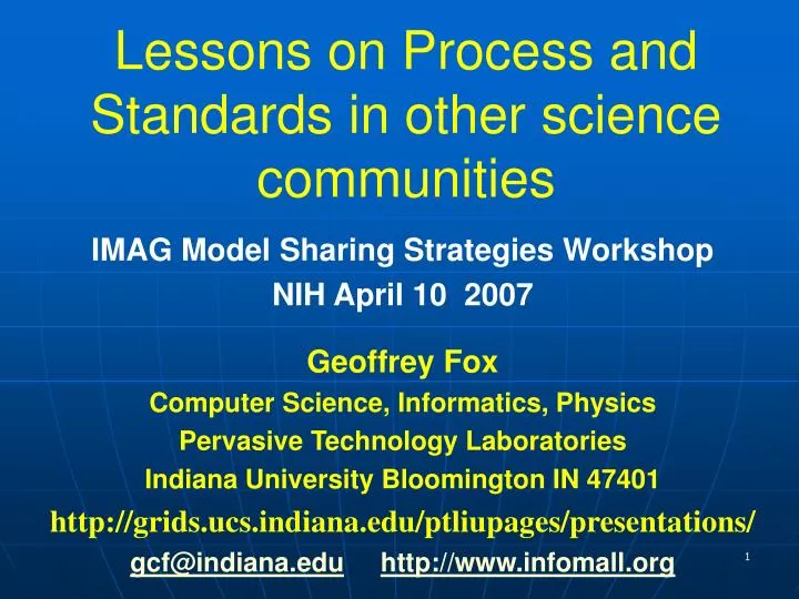 lessons on process and standards in other science communities