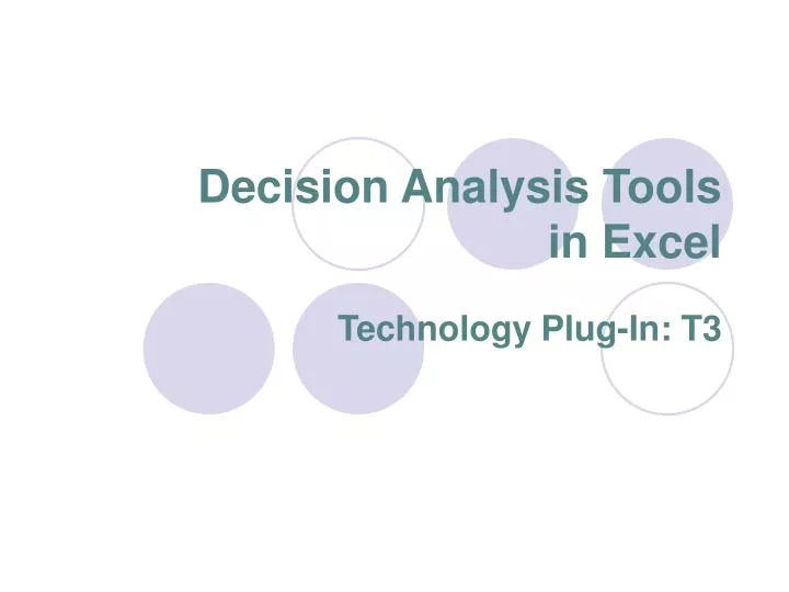 decision analysis tools in excel